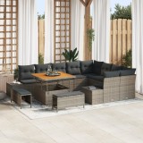 vidaXL Set de canapele pentru grădină 12 pcs Gri &icirc;nchis și gri