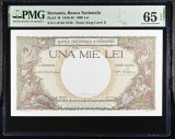1000 lei 1938 PMG65 UNC bancnota gradata