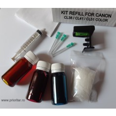 Kit refill reincarcare cartuse Canon CL-38 CL-41 CL-51 color CL38 CL41 CL51 pt