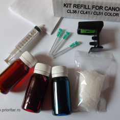 Kit refill reincarcare cartuse Canon CL-38 CL-41 CL-51 color CL38 CL41 CL51 pt