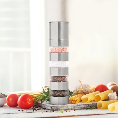 Rasnita pentru condimente 4 in 1 - inox - 5 x 21 cm - BEWELLO Best CarHome foto