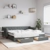 VidaXL Pat de zi cu extensie și sertare, gri &icirc;nchis, 90x200 cm textil 3197463