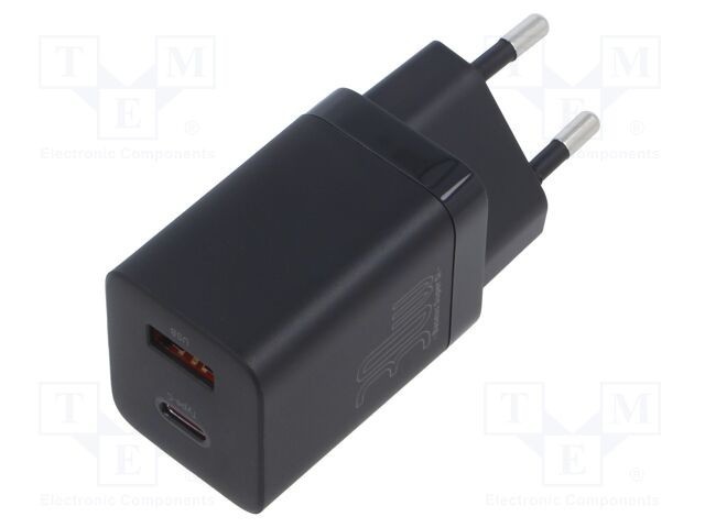 Alimentator BASEUS 30W 5-20V DC USB C și USB A negru plug-in