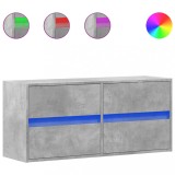 Cumpara ieftin Comoda TV de perete cu lumini LED, gri beton, 100x31x45 cm