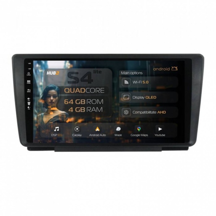 Navigatie Skoda Octavia 2 4GB RAM Android 13 Quadcore DSP GPS Wi-FI Carplay Android Auto USB Bluetooth Waze Touchscreen 9 Inch