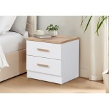 Noptiera Luna cu 2 sertare, culoare Alb+Sonoma, 50x40x50cm