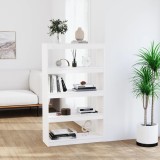 vidaXL Bibliotecă/Separator cameră alb, 80x30x135,5 cm, lemn masiv pin