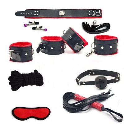 Set accesorii BDSM Play 8pcs Black/Red foto