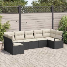 vidaXL Set de canapele pentru grădină 7 pcs Negru Rattan poli 3346527