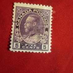 Timbru Canada 1922 Rege George V 5C brun-violet ,stampilat