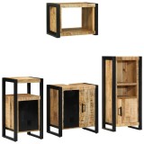Cumpara ieftin Set de mobilier pentru baie 4 buc. Maro si negru