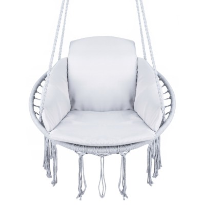 Scaun rotund Sersimo tip leagan suspendat cu perna Confort casa sau gradina, gri Household NewTrend foto