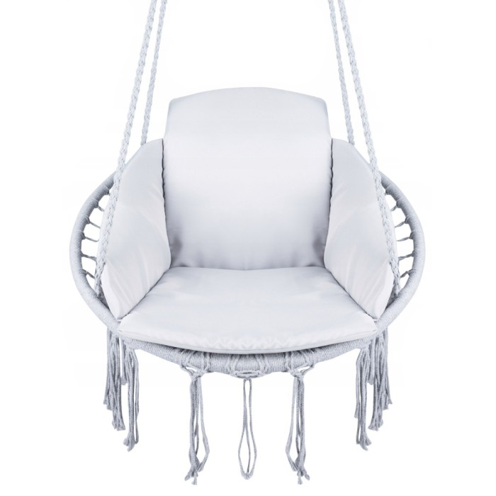 Scaun rotund Sersimo tip leagan suspendat cu perna Confort casa sau gradina, gri Household NewTrend