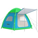 Outsunny Cort gonflabil 3 persoane - montare rapidă, camping outdoor cu pompă, ferestre din plasă, acoperiș detașabil | Aosom Romania