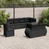 vidaXL Set mobilier de grădină cu perne, 8 piese, negru, poliratan 3253972