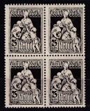 ROMANIA 1928 ASISTENTA SOCIALA TIMBRE DE AJUTOR CU FILIGRAN ORIZONTAL BLOC DE 4 TIMBRE STARE MNH