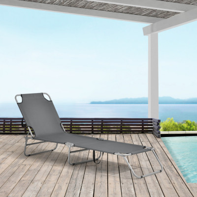 Sezlong pat Carcao pliabil cu barete transport gri inchis [casa.pro] HausGarden Leisure foto