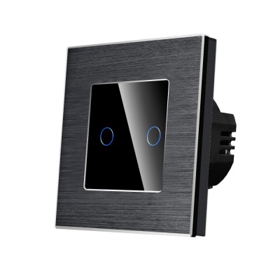 Intrerupator Dublu cu Touch din Sticla si Rama de Aluminiu LUXION, 500W SmartElectro IntelligentHouse foto