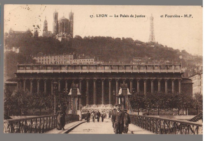 CPIB 23989 - CARTE POSTALA - LYON. PALATUL DE JUSTITIE, CIRCULATA, INTERBELICA,