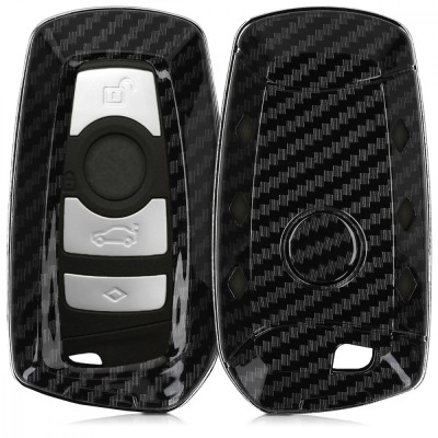 Husa Cheie Auto pentru BMW - 3 Butoane - Keyless Go, Plastic, Negru, 47859.01 foto