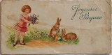 Carte poștală franceză vintage de Paște