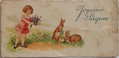 Carte poștală franceză vintage de Paște