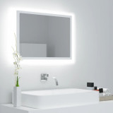 Oglinda de baie cu LED, alb, 60x8,5x37 cm, acril GartenMobel Dekor, vidaXL