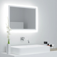 Oglinda de baie cu LED, alb, 60x8,5x37 cm, acril GartenMobel Dekor