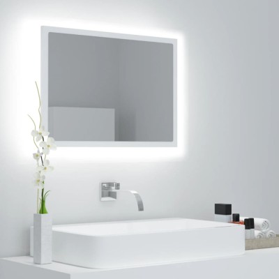 vidaXL Oglindă de baie cu LED, alb, 60x8,5x37 cm, acril 804916 foto