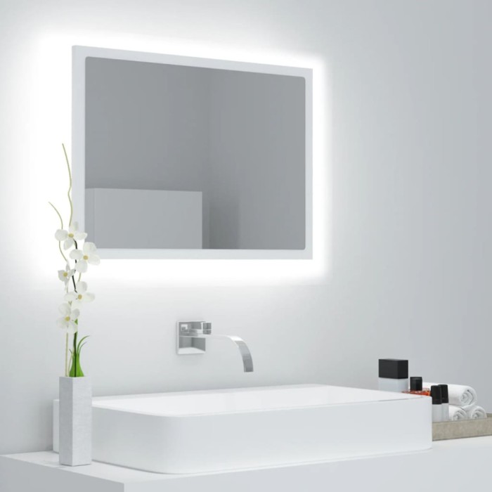 vidaXL Oglindă de baie cu LED, alb, 60x8,5x37 cm, acril 804916