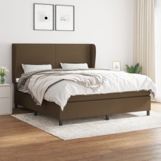 vidaXL Pat box spring cu saltea, maro &icirc;nchis, 160x200 cm, textil