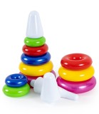 Piramida Mica Sortare Inele Colorate 22 cm, Jucarie Educativa Plastic Non-toxic, Varsta 1-3 Ani