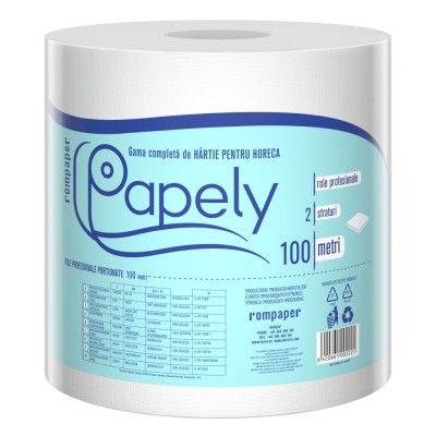 Prosop hartie Papely, alb, 2 straturi, L 100 m foto