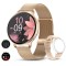 Ceas Smartwatch Damar, IOS/Android, Sport/Elegant, 2 Bratari Metalica si Silicon, Ecran rotund de 1, 39 inci HD, Impermeabil, Apel bluetooth, Notifica