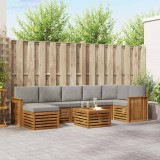 vidaXL Set de canapele de exterior 8 pcs Gri natural și deschis 3375206