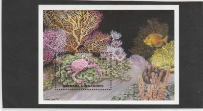 Grenada Grenadines 1990-Fauna,Crustacee ,Crabi,Colita dantelata,MNH,Mi.Bl.201 foto