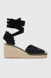 Karl Lagerfeld espadrile KAMINI MID femei, culoarea negru, toc pana, KL32206