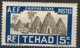 Ciad (AEF / Africa Ecuatorială Franceză) 1928&ndash;1930 - Timbru de Taxă Poștală &bdquo;Sat Tradițional Obus Musgum / 5 C&eacute;ntimes&rdquo; -KV1