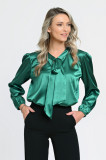 Cumpara ieftin Bluza Dama cu Funda Ampla, Verde Satin - L, Eranthe