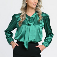 Bluza Dama cu Funda Ampla, Verde Satin - M