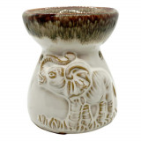 Vas aromaterapie din ceramica cu model elefant - alb, Stonemania Bijou