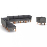 Gossi set mobilier gradina, 9 piese, gri, poliratan si lemn eucalipt