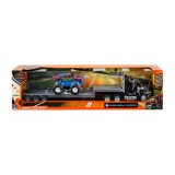 Set camion cu platforma si masina de teren, New Ray, 1:43, Negru