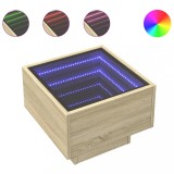 Cumpara ieftin Masa laterala cu LED, stejar sonoma, 40x40x30 cm, lemn compozit