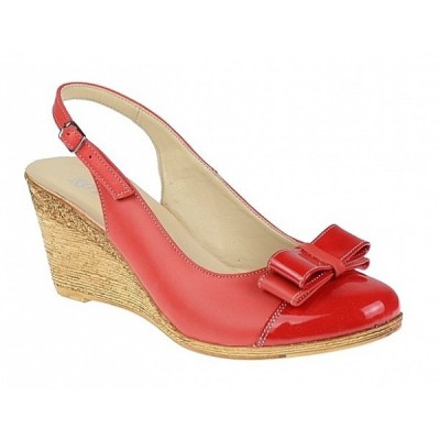 Pantofi dama rosii decupati din piele naturala cu platforme foto