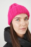 Medicine caciula din amestec de lana femei, culoarea roz, din tricot gros