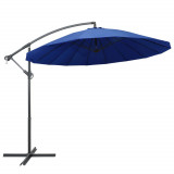 Umbrelă de soare suspendată, albastru, 3 m, st&acirc;lp de aluminiu, vidaXL