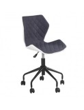 Scaun birou copii HM Matrix, Ergonomic, Cadru Metalic, Stofa/Piele ecologica, Roti pivotante, 100 Kg, Alb/Gri