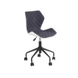 Scaun birou copii HM Matrix, Ergonomic, Cadru Metalic, Stofa/Piele ecologica, Roti pivotante, 100 Kg, Alb/Gri