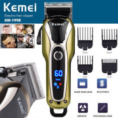 Aparat de tuns profesional Kemei cu acumulator LCD foto